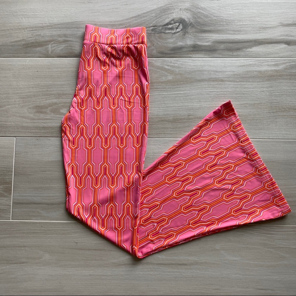 PINK AND ORANGE POOL COVER-UP BELL BOTTOM PANTS- M